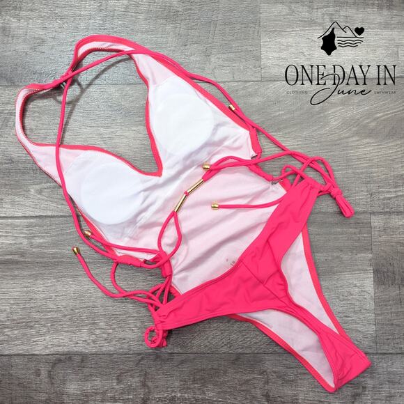 Aleumdr Strappy Back Cut Out Thong One Piece Swimsuit Size S - Picture 4 of 4